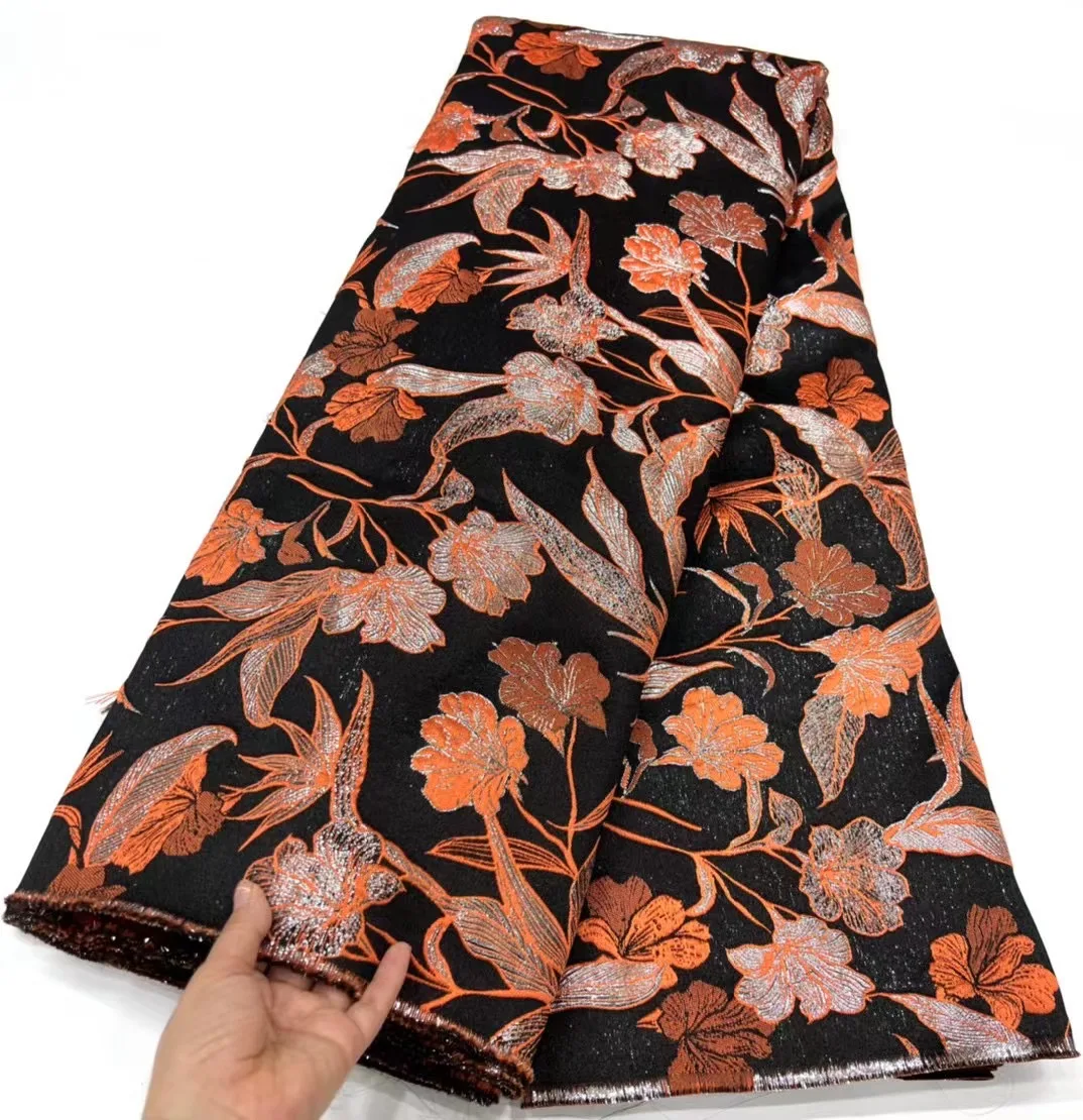 

African Satin Gilding Lace Fabric 2023 Hight Quality Nigerian Brocade Jacquard Lace Fabric French For Women Wedding Cloth Dress