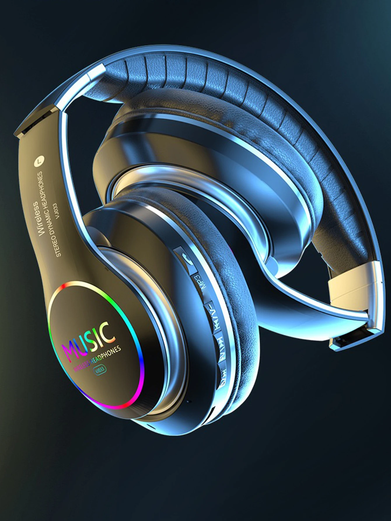 Colorful and cool glowing over-ear Bluetooth headphones with long-lasting battery life,  suitable for gaming and sports. 2
