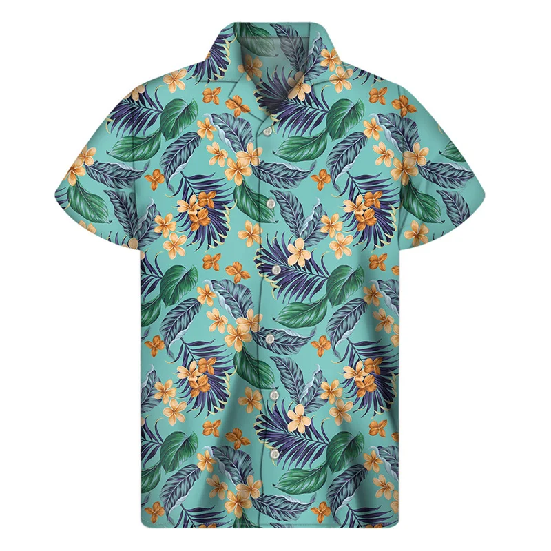 thumbnail image 1 of Camisa hawaiana con estampado 3D de plantas tropicales para hombre, camisas playeras con botones y flores, camisetas de manga corta de verano para hombre, blusas de calle, blusa Aloha, 1 of 4