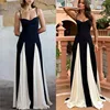 Contrast Sling Large Hem A Line Dress For Women Elegant Patchwork Slip Maxi Robe Female  Fashion Sexy Evening Lady Long Vestidos 2