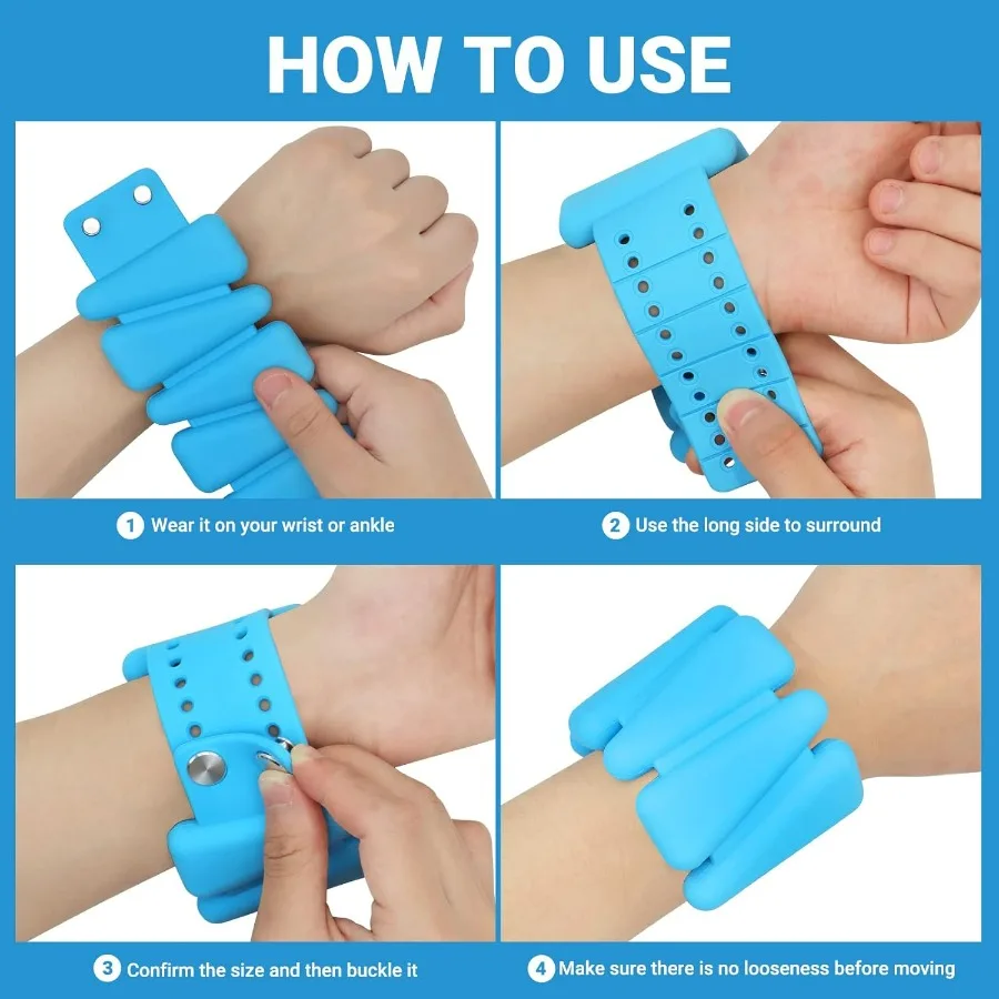 Wrist Weights Set of 2, Adjustable Silicone Weight Bracelets for Women & Men, Wearable Ankle/Wrist Weights Suitable for Yoga, Da