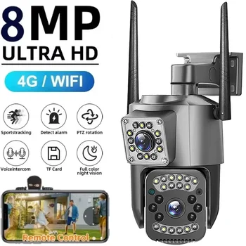 4G Dual-Lens Camera 8MP 4K Sim Card Camera Outdoor PTZ IP Cameras Night Vision Protection Wireless CCTV Net Video Surveillance 1