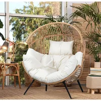 Egg Chair Wicker Outdoor Chairs, Oversized Patio Chair Oversized Lounger Chair with Cushion for Indoor Living Room, Bedroom, Ou 1