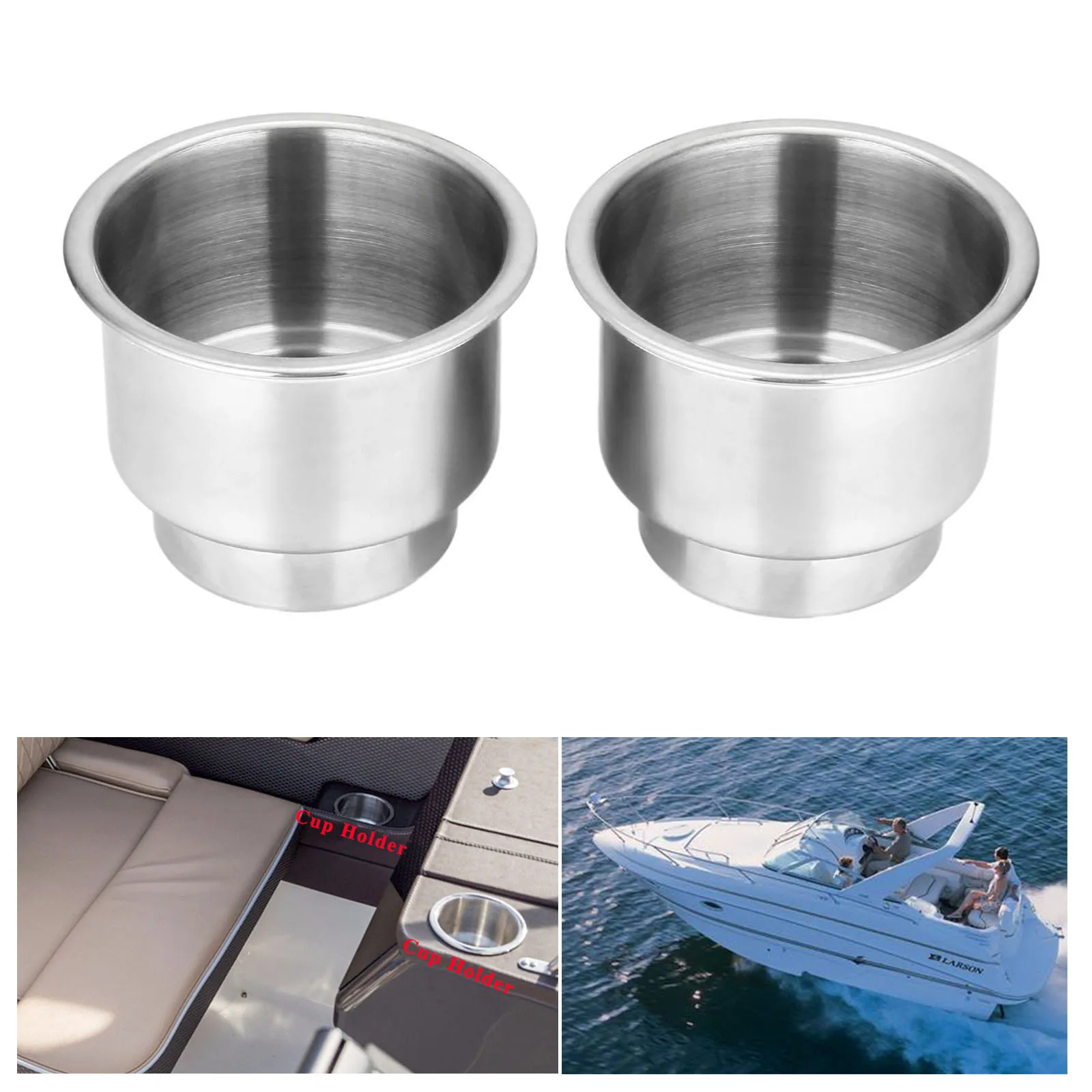 1 Pair (2 Pcs) Marine Stainless Steel Bottle Cup Drink Holder Brushed For Truck Marine Yacht Hardware Rowing Boats Accessories 1 pair 6 5 inch 60w waterproof wireless marine boat speakers motorcycle audio modified loudspeaker for yacht accessories