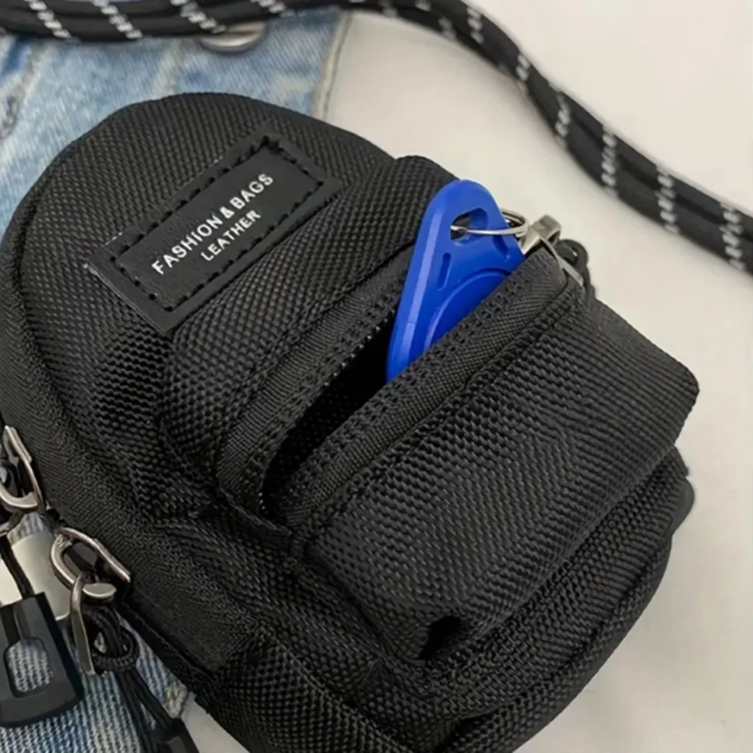 Mini-Umhängetasche Kleine Reißverschluss-Geldbörse Reisepass-Portemonnaie Taktische Brusttasche Kopfhörer-Aufbewahrung Mehrzweck-Bauchtasche – Detail 2