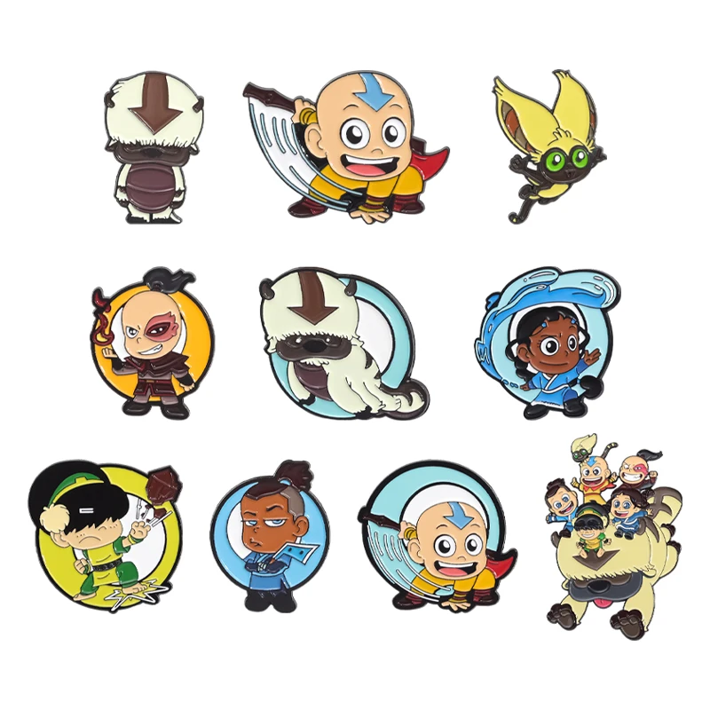 Emaille-Anstecknadeln mit animierter Cartoon-TV-Show, The Last Airbender-Charakter-Broschen, Anstecknadel, Rucksack, dekoratives Schmuckzubehör