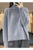 High-Necked Cashmere Sweater for Women, Autumn and Winter, 100% Cashmere, Slit, Lazy Raglan Sweater, Thickened with Soft Waxy Wo 5