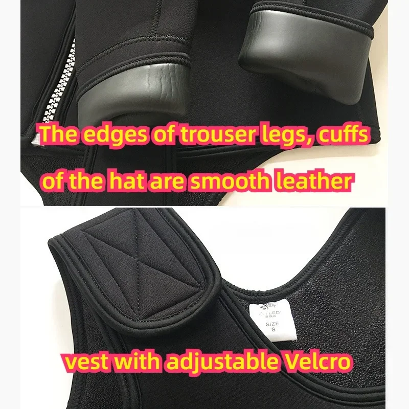 Men's 5mm Neoprene Wetsuit 2 Pieces Scauba Diving Spearfishing Suit Wetsuits Hoodie Black,Blind Sewing