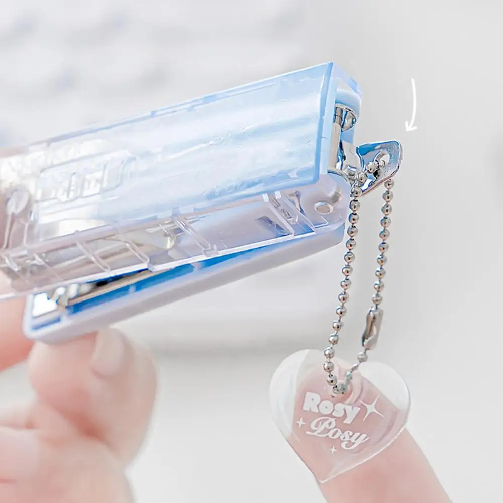 휴대용 안전 스테이플러 컴팩트, 친환경 스테이플러, 행잉 체인 미니 클램프 용지, 휴대용 사무실 학교 용품