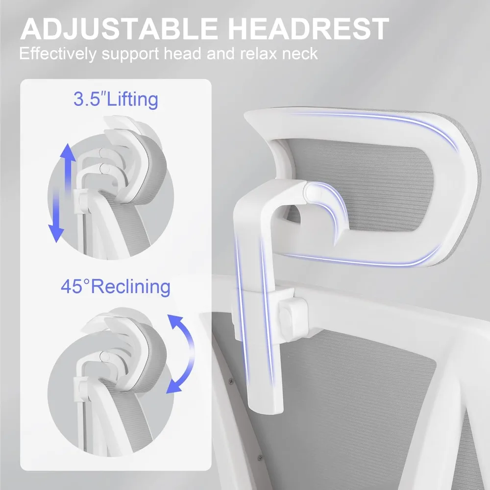 "ergonomic office chair with built-in footrest and adjustable lumbar support for high-back comfort"