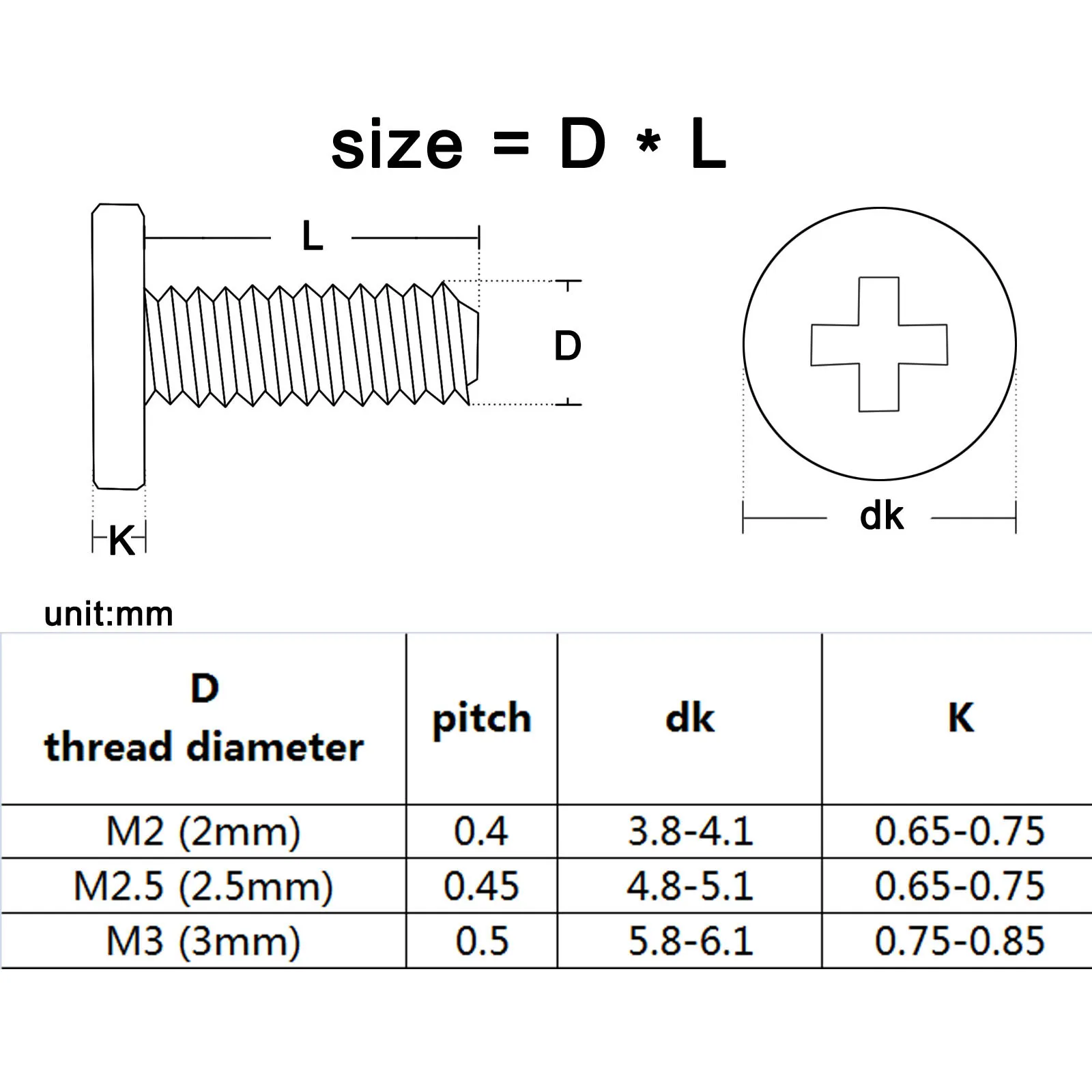 800pcs M2 M2.5 M3 스틸 필립스 얇은 플랫 웨이퍼 헤드 나사 볼트 구색 키트 세트 박스 노트북 컴퓨터 전자 제품