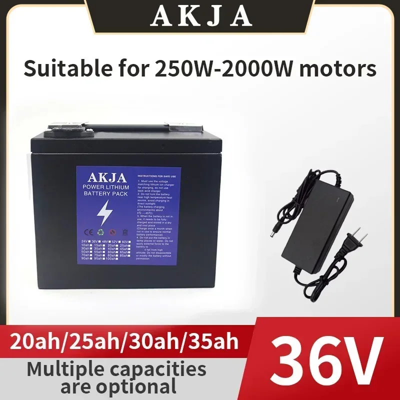 New Full Capacity Power 18650 Lithium Battery 36V 48V 60V 72V 20Ah-30Ah18650 Lithium Battery Pack Suitable for 250-2000W+Charger