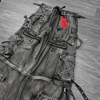 Y2k Streetwear Jeans Mens Womens Harajuku Retro Multi Pocket Washed Worn Out Jeans Fashionable Hip Hop Oversized Wide Leg Pants