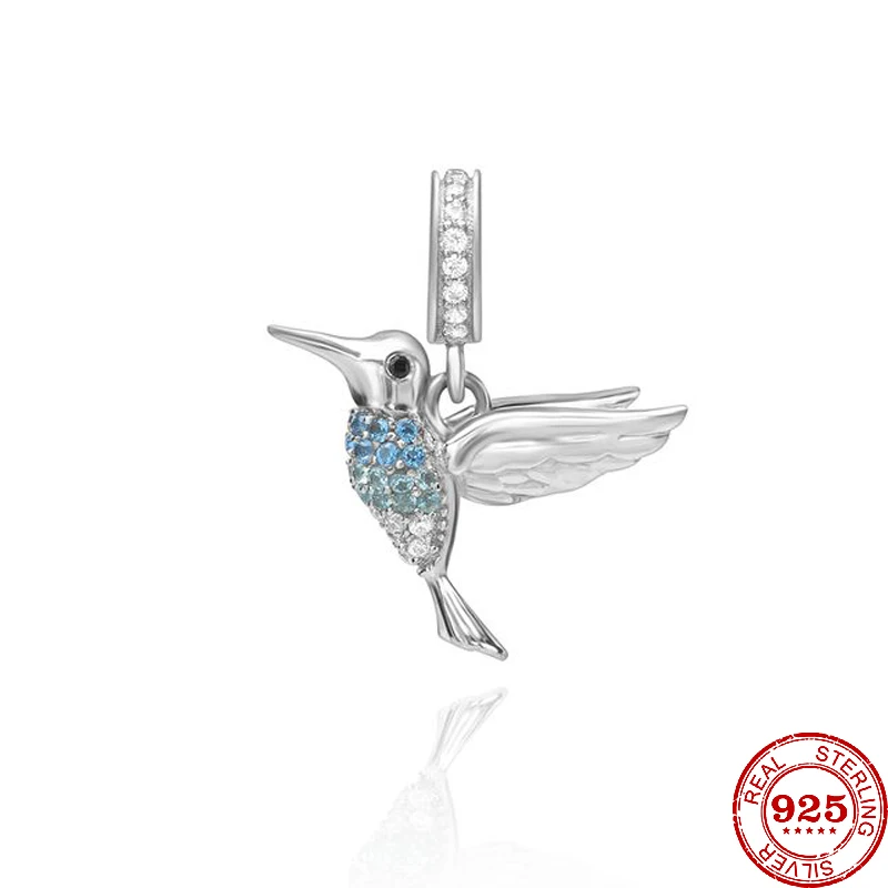 YFN Collar De Colibrí Para Mujer, Plata De Ley S925, Azul