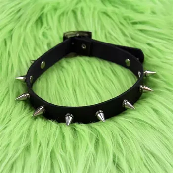Woman Black Punk Choker Collar Necklace Sexy PU Leather Heart Lock Key Spike Chocker Gothic Cosplay Accessories Party Jewelry 1