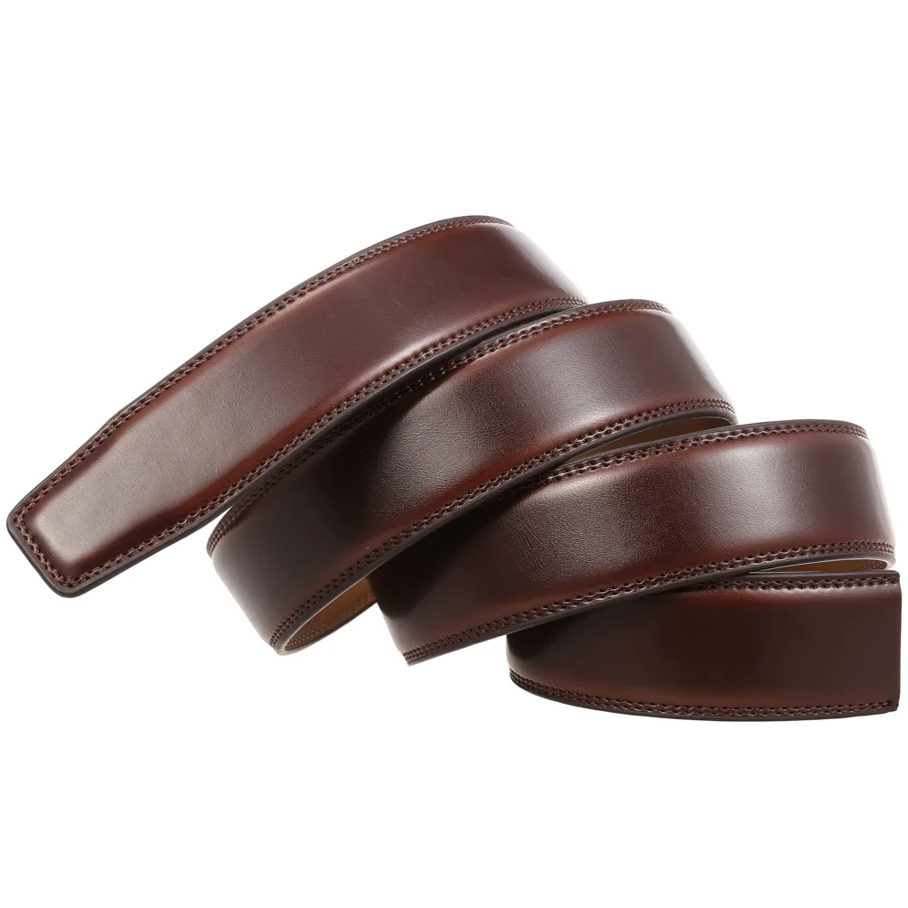 30mm 31mm Width Belt No Buckle For Men Black Coffee Men's Business Cow Leather Ratchet Belts Strap Without Buckles
