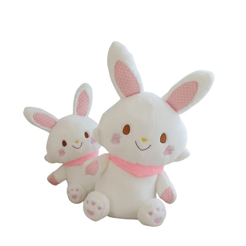 

Очаровательная кукла белого кролика, плюшевая игрушка, мягкий нагрудник, милые животные, плюшевый пушистый набивной счастливый улыбающийся диван, домашний декор, подарок для детей