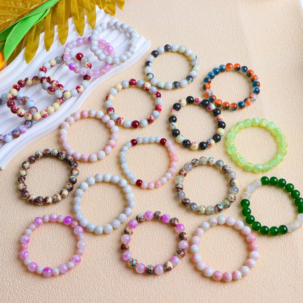 30Pcs/Lot Fashion Leisure Elasticity Adjustable Woven Beaded Bracelet For Women Mix Color Sweet Reiki Energy Jewelry Gifts
