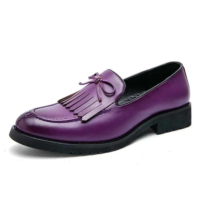 Fotwear Men Leather Shoes Slip On Office Mens Formal Shoes Wedding Party Men Tassel Dress Shoes Breathable Driving Lazy Oxfords