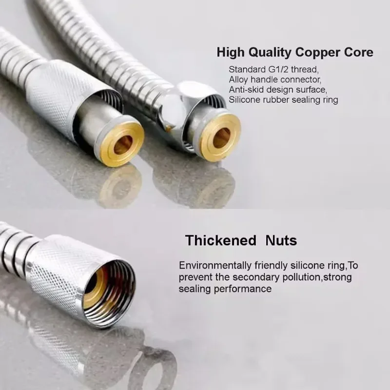 Bathroom Shower Hose Stainless Steel Flexible Shower Hose Tube Pipe for Bathroom Accessories High Strength Hot and Cold Hose