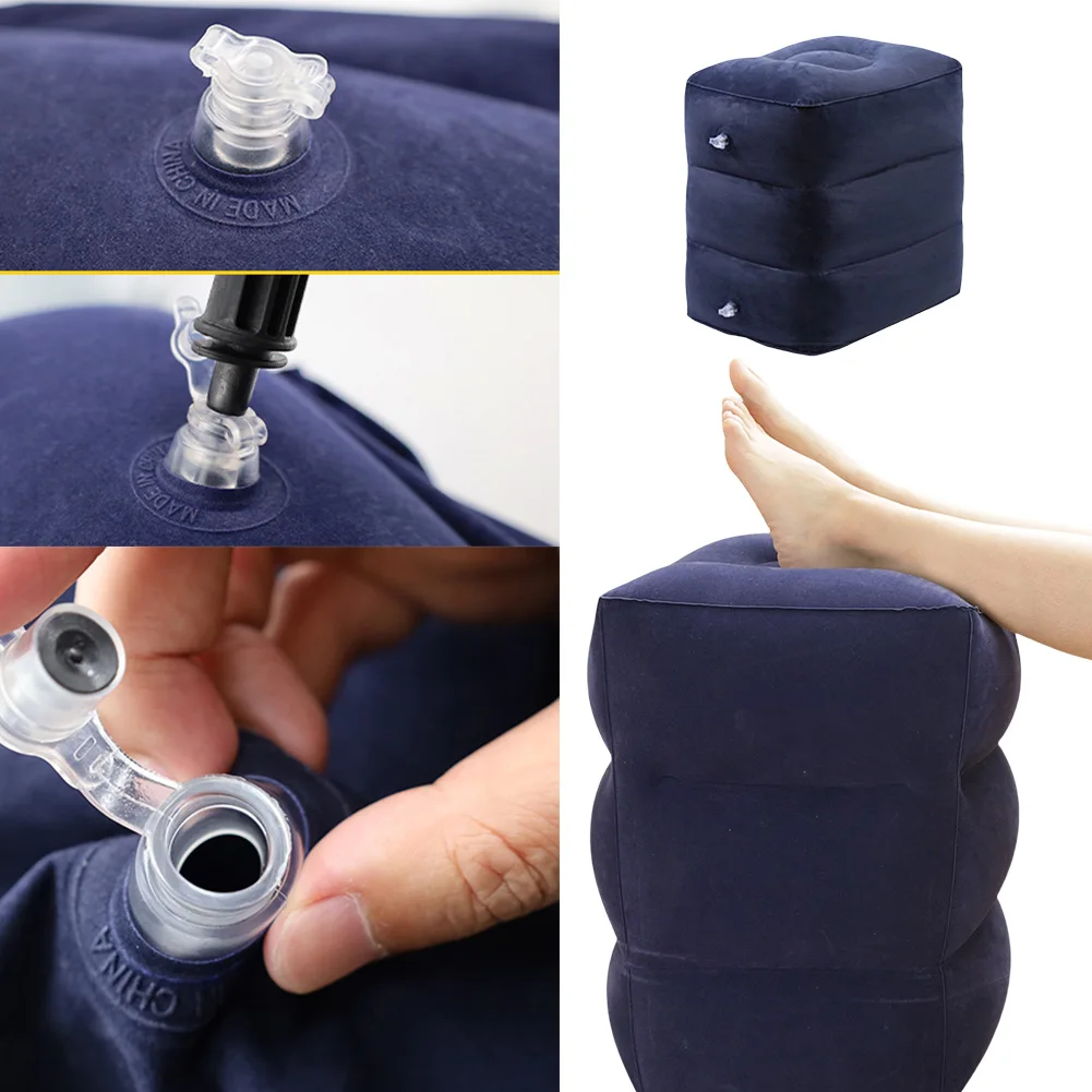 Inflatable Foot Rest Pillow for Kids/Adult Adjustable Height Airplane Bed Leg Pillow for Office Airplane Train Cars Home