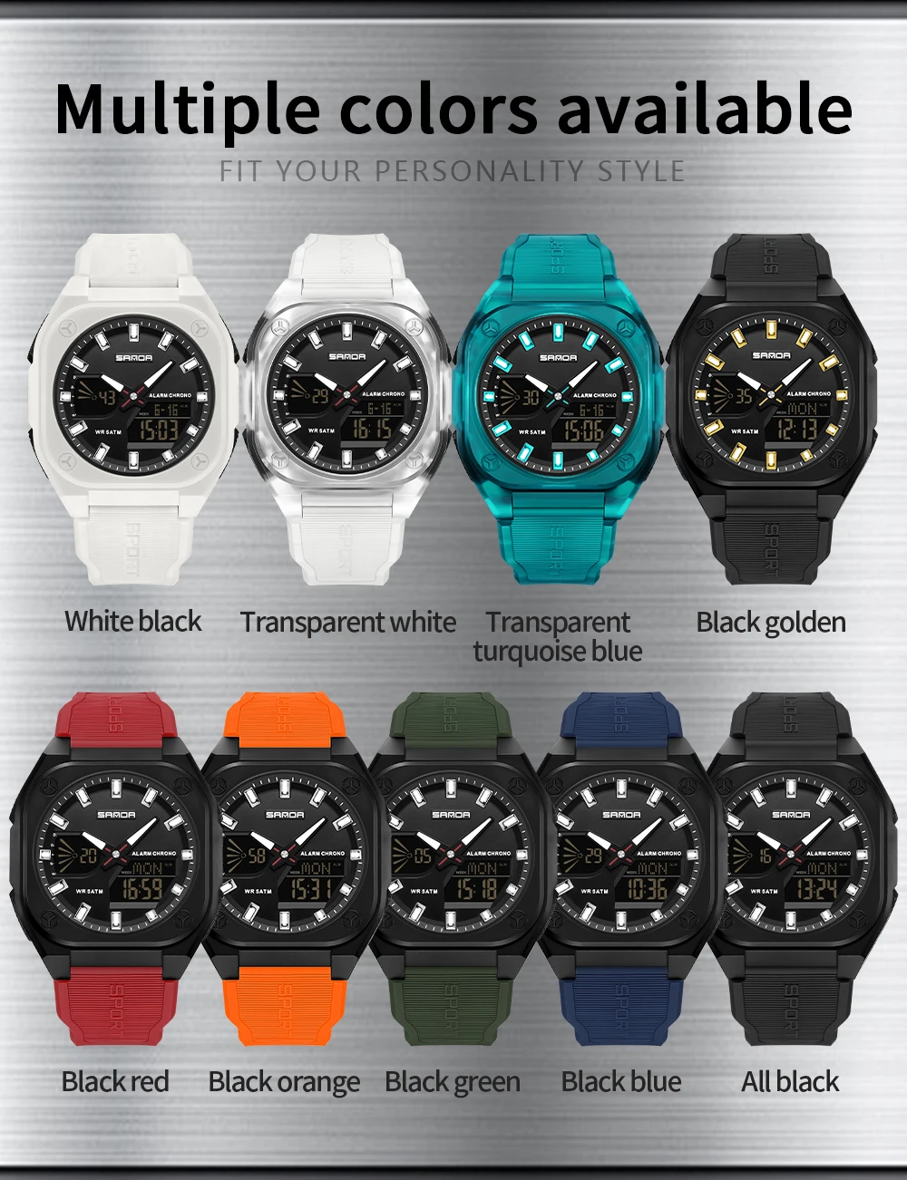 SANDA New 6268 Sports Electronic Watch Multi functional Student