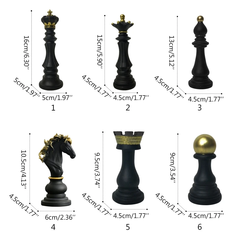 Chess King Queen Knight Statue Sculpture Ornament Collectible Figurine Craft Furnishing for Home House Decorations
