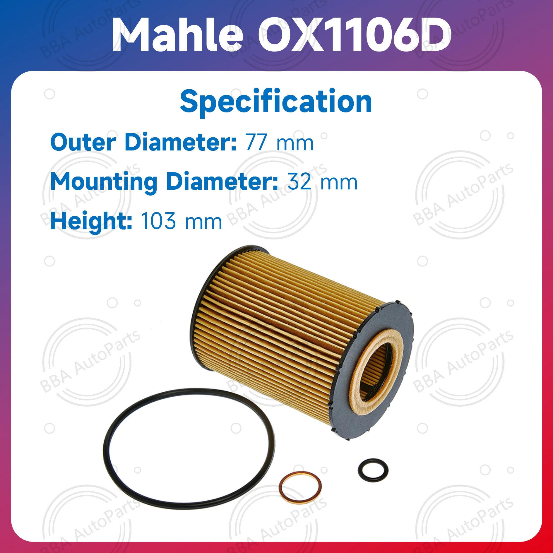 Mahle OX1106D/OX636D Oil Filter Compatible with BMW 540i 550i 650i 740Li 750Li 760i X5 OE Numbers 1142754 11427521008