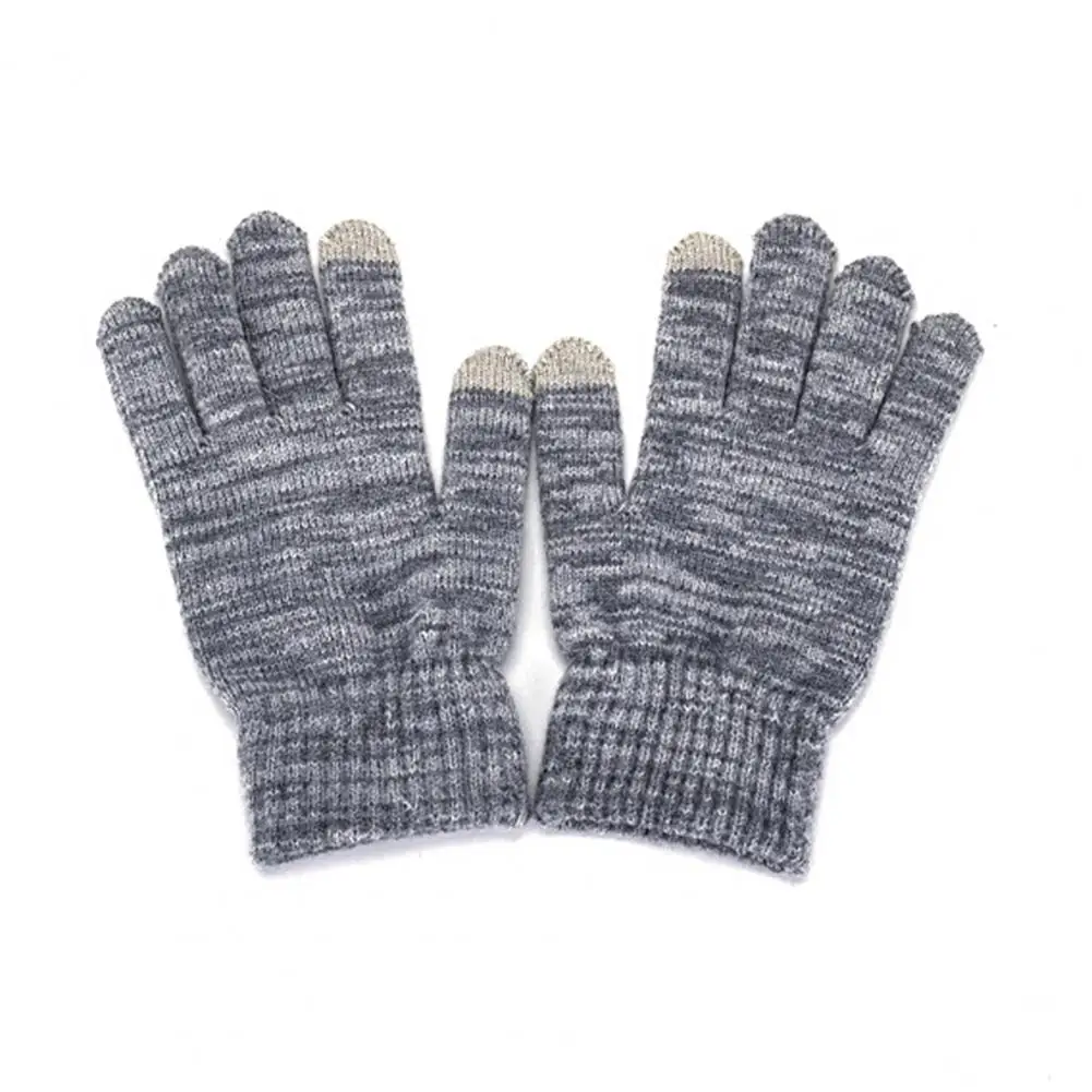 Knit Hat Gloves 2Pcs/Set Trendy Thickened Non-shrink  Cold Winter Unisex Adults Skull Cap Gloves Kit for Winter Sports
