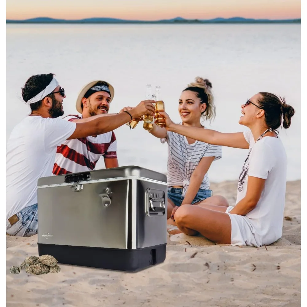 Stainless Steel Ice Chest Beverage Cooler with Bottle Opener, (54 qt), 85 Can Capacity 3