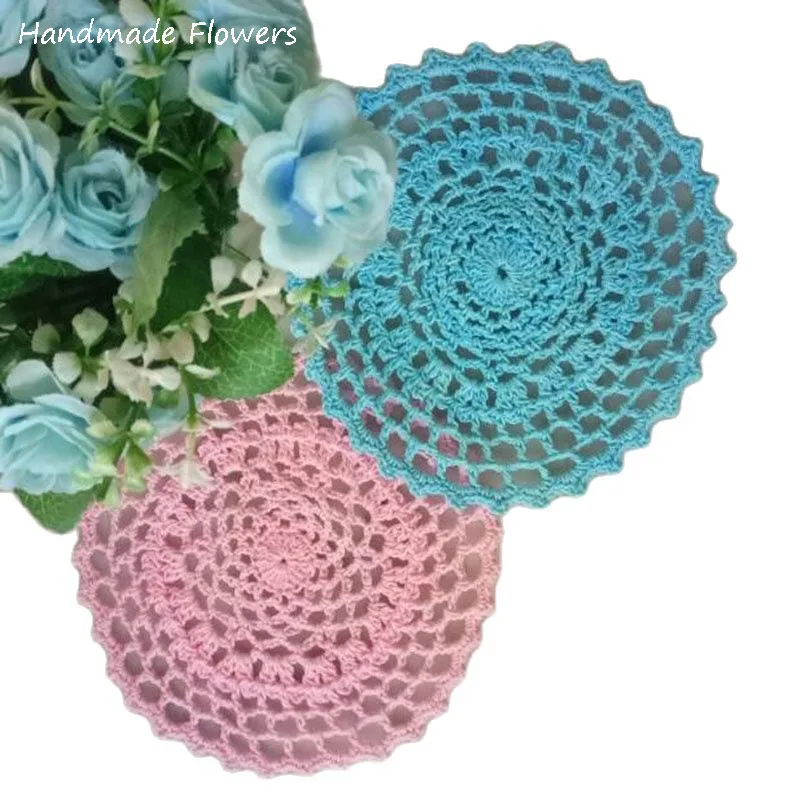 

Handmade cotton placemat round coaster kitchen Crochet table place mat cloth Christmas Wedding Table decoration and accessories
