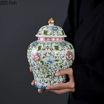 Enamel Color Ceramic Tea & Candy Jar 1