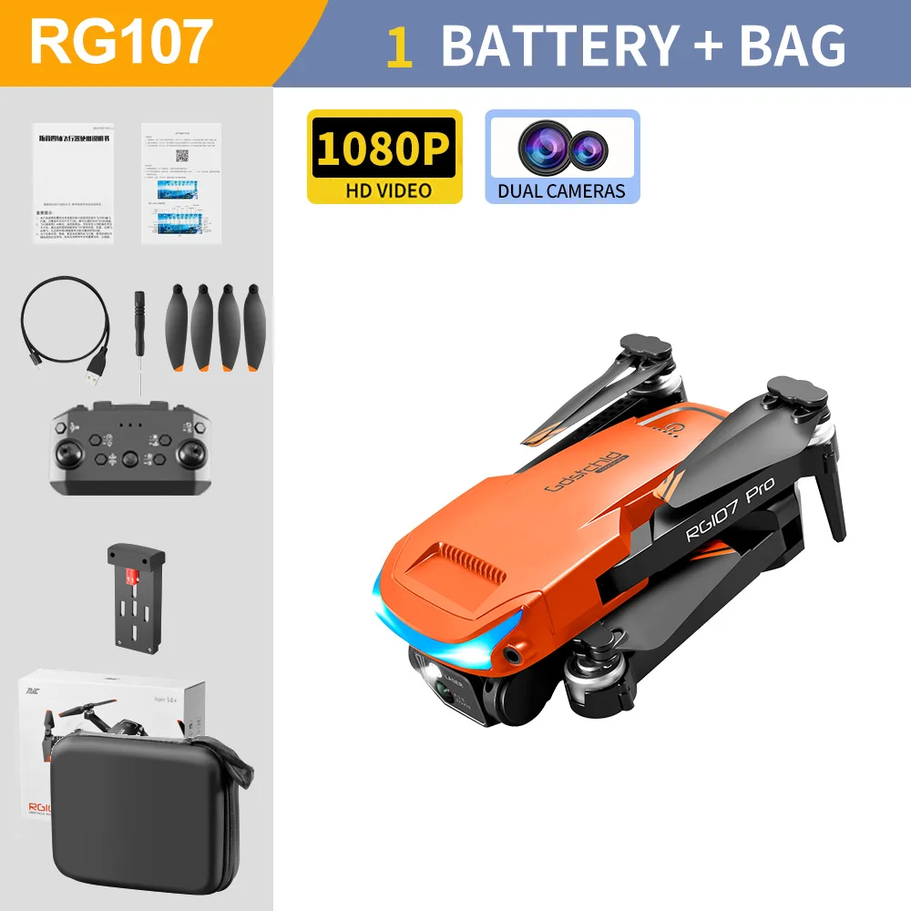 NEW RG107 Pro Drone 4K Three-sided Obstacle avoidance Professional Dual HD Camera FPV Aerial Photography Foldable Quadcopter mini helicopter RC Helicopters