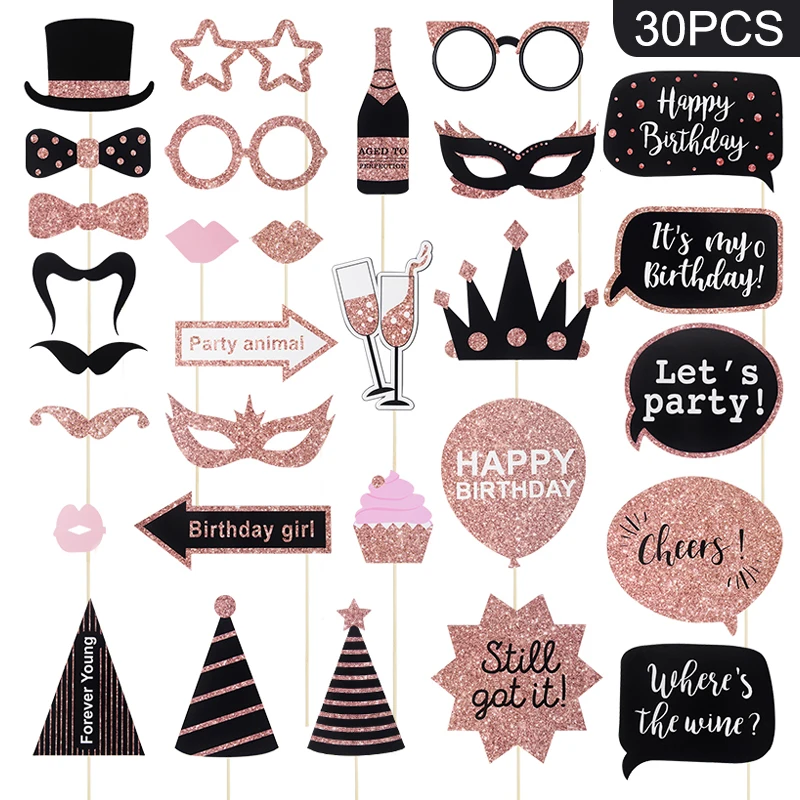 

Happy Birthday Photo Props DIY Funny Mustache Lips Glasses Mask Photo Booth Props Accessories Party Supplies Party Home Decor