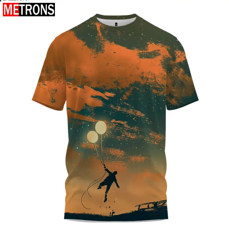 

2023 New Men's T-Shirt Summer Fashion Short Sleeve 3D Crew Neck Top Landscape Elements Casual Fashion Plus Size Men's T-Shirt