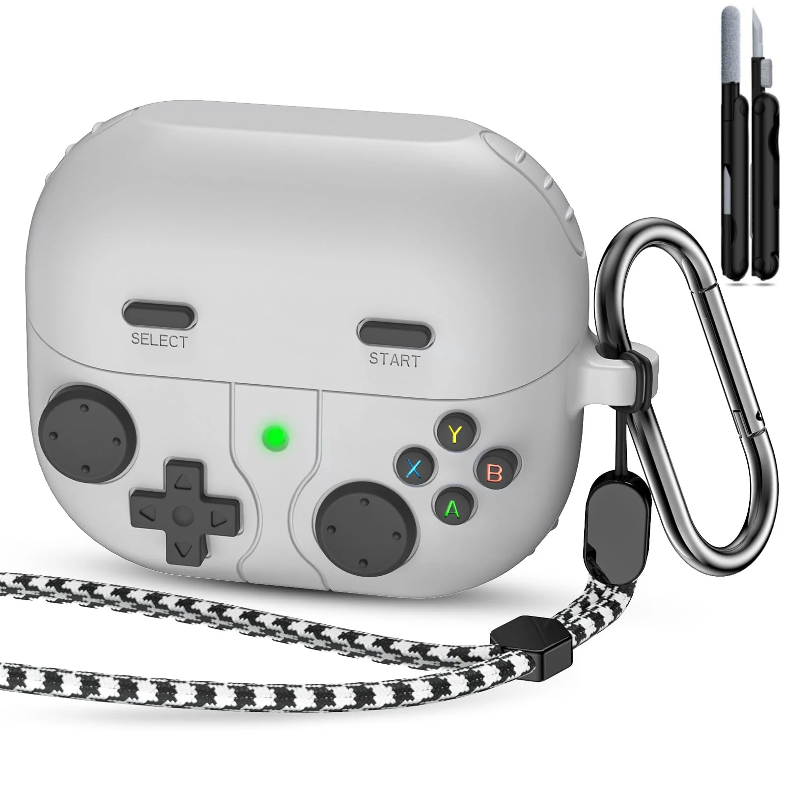 Game Player Design Protective Earphone Case with Carabiner & Lanyard