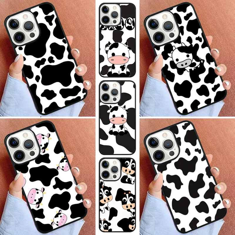 Custodia Per Telefono Mucca Animale In Bianco E Nero Per Iphone 11 12 13 14 15 Pro Max Mini Cover Per Iphone X Xs Max Xr 5 6 7 8 Plus