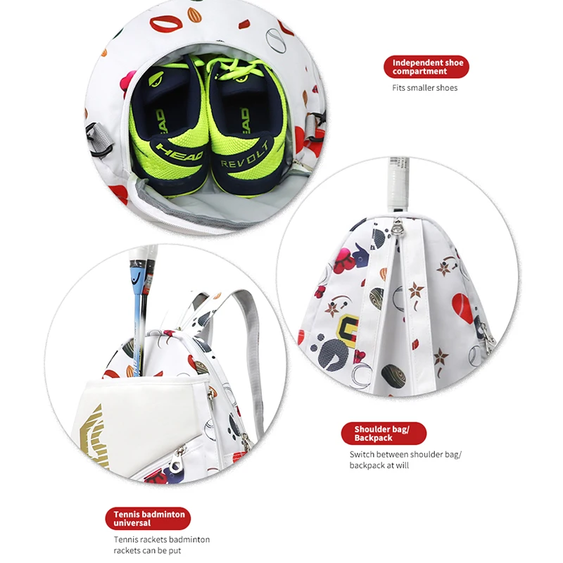 Greatspeed Children Racket Backpack with Sneakers Compartment 2 in1 Shoulder Bags Badminton Tennis Bag