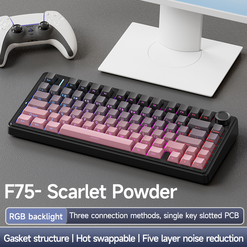 AULA F75 2.4G Wireless/Bluetooth/Wired Gaming Mechanical Keyboard RGB Customized 75% Layout OEM Profile Gasket Structure