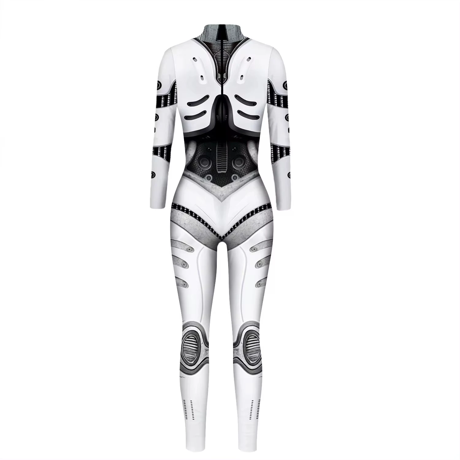 Foksikely Women's 3D Mechanical Robot Skeleton Print Halloween Jumpsuit Romper Cosplay Costume, Blue-c, S Foksikely Women's 3D Mechanical Robot Skeleton Print Halloween Jumpsuit Romper Cosplay Costume, Blue-c, S