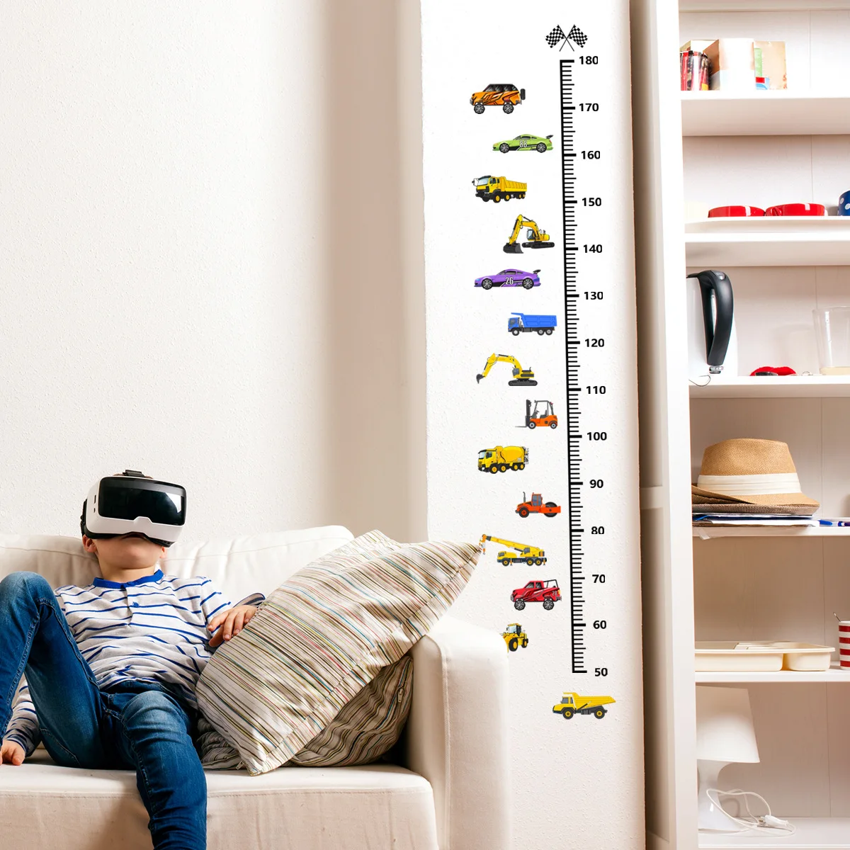 Description Picture 6 of itemTransport Truck/Cars Growth Chart for Kids Wall Stickers Measure Height Wall Chart Children Ruler Nursery Room Decor Wall Art