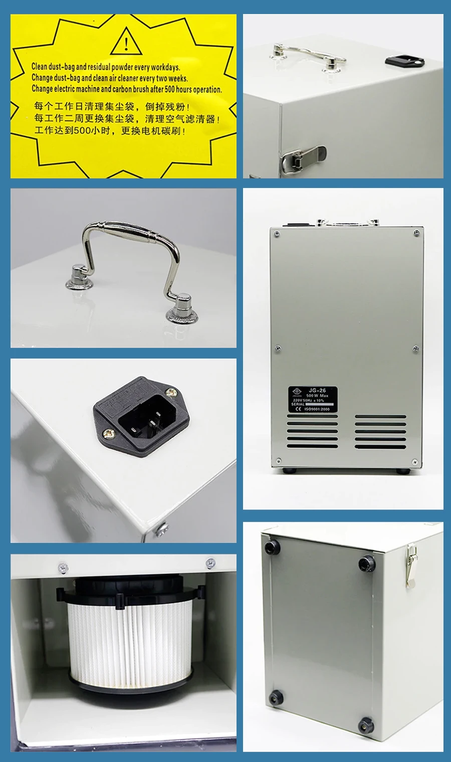 Dental Technician Vacuum Cleaner CNC Silent Vacuum Denture Processing Single and