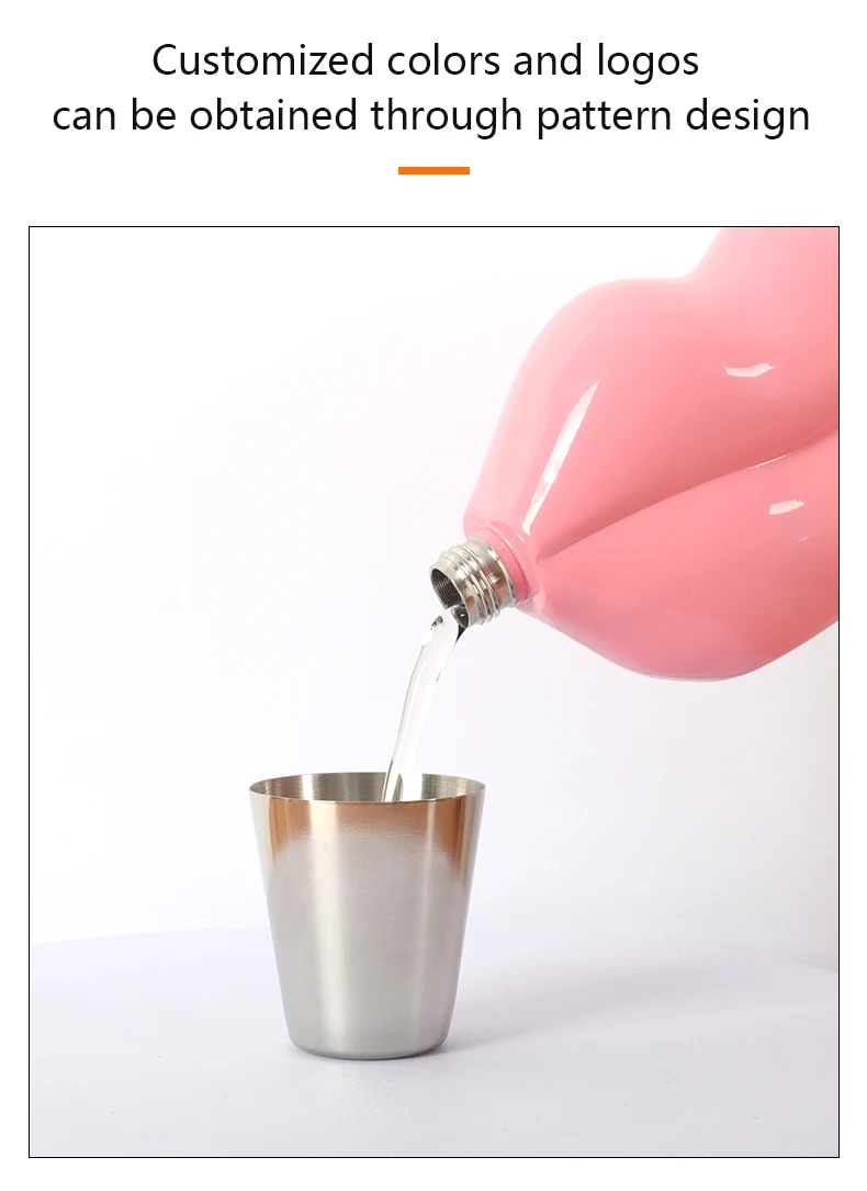 Description Picture 5 of itemHEESUNG 5oz Hot Selling 304 Stainless Steel Funny Red Lips, Pink Pure Hip Flask Charming Style Whiskey Alcohol Bottle