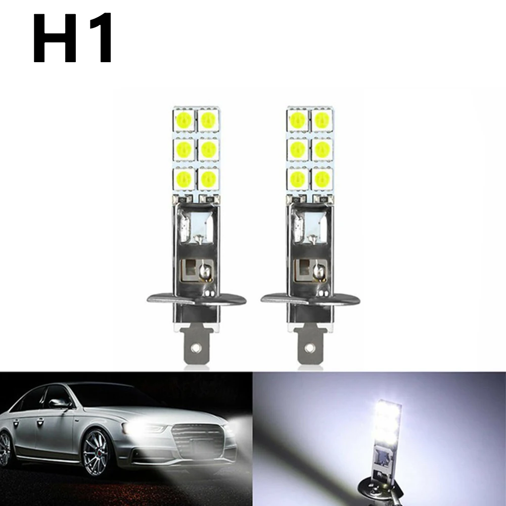 

2x Car Exterior Fog Lamps White Light LED 12V 55W Super Bright H1 LED Headlight Kit High Beam Fog Driving Bulbs 6500K White