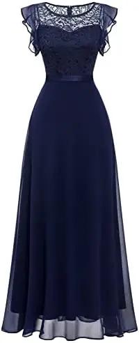 

Women’s Bridesmaid Lace Dress, Formal Cocktail Chiffon Dresses, Wedding & Prom