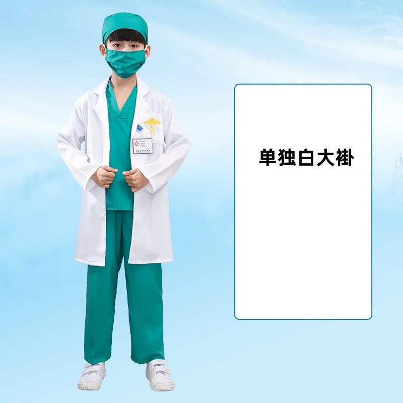 Child Science Lab Coat White Medical Role Play Work Uniform Pretend Play Outfit Kids Doctor Nurse Costume