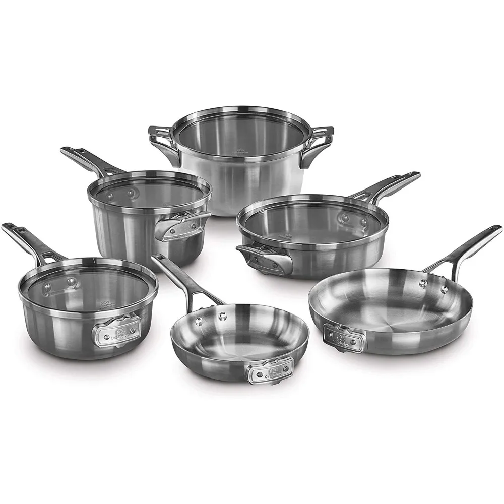 Space-Saving Stainless Steel Pots and Pans, 10-Piece Cookware Set 2