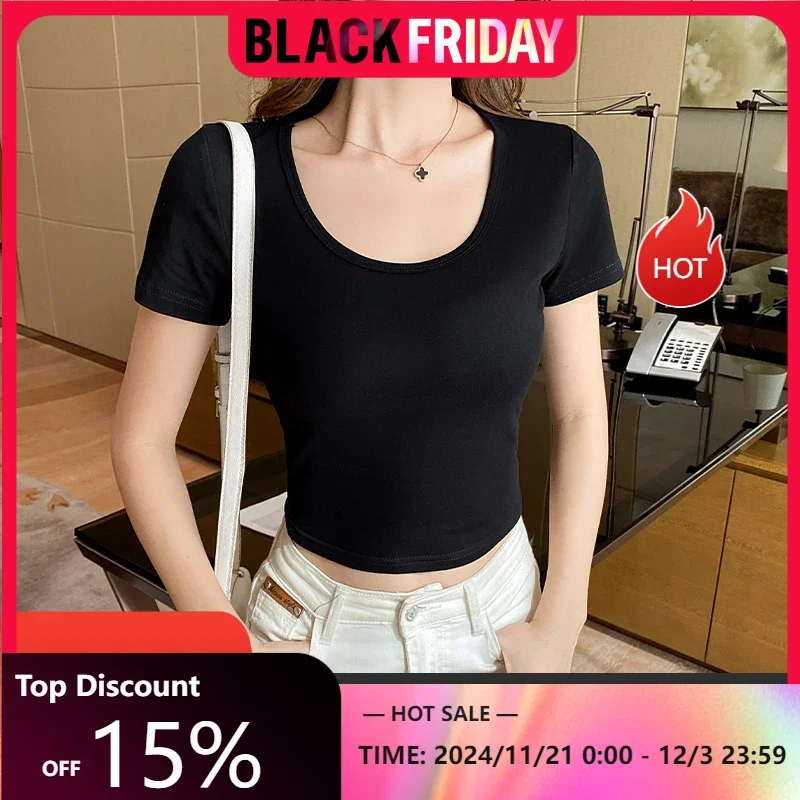 Sunner Cotton Short Sleeve T Shirt Women Slim Round Neck Pullover Tops Fitting Tight Solid Blouse.jpg Sunner Cotton Short Sleeve T Shirt Women Slim Round Neck Pullover Tops Fitting Tight Solid Blouse.jpg