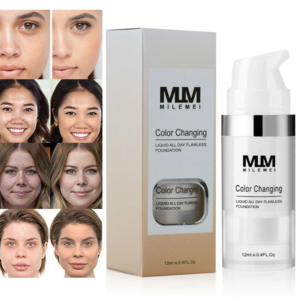 Color Changing Liquid Foundation 1/2PCS Moisturizing Concealer Cream Oil-control Brighten Whiten Waterproof Long Lasting liquid foundation makeup cream waterproof foundation