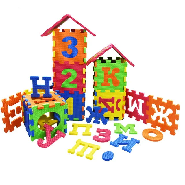 36pcs /S et Multi-functional EVA Puzzle Mat Educational Russian Letters and Digital Numbers puzzles Learning Toy Kids Play Mats 1